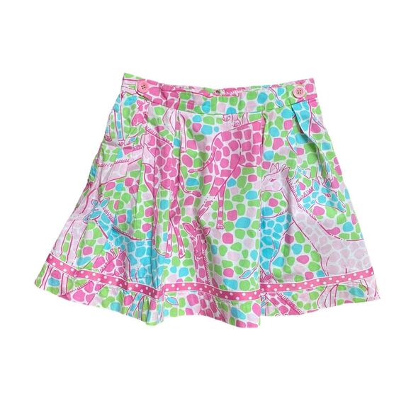 Lilly Pulitzer Other - Lilly Pulitzer Pleated Skirt Girls 12 Pink Blue Floral Giraffes print Summery